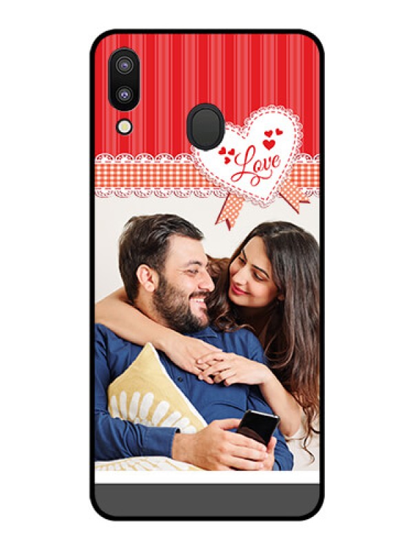 Custom Galaxy M20 Custom Glass Mobile Case - Red Love Pattern Design