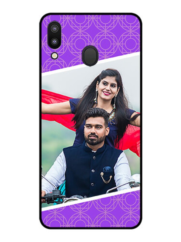 Custom Galaxy M20 Custom Glass Phone Case - Violet Pattern Design