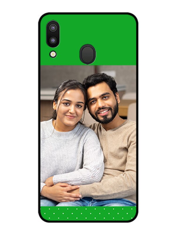 Custom Galaxy M20 Personalized Glass Phone Case - Green Pattern Design