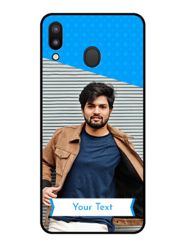 Custom Galaxy M20 Photo Printing on Glass Case - Simple Blue Color Design