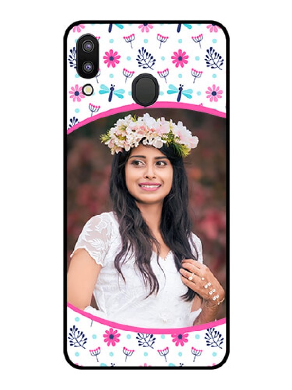 Custom Galaxy M20 Photo Printing on Glass Case - Colorful Flower Design