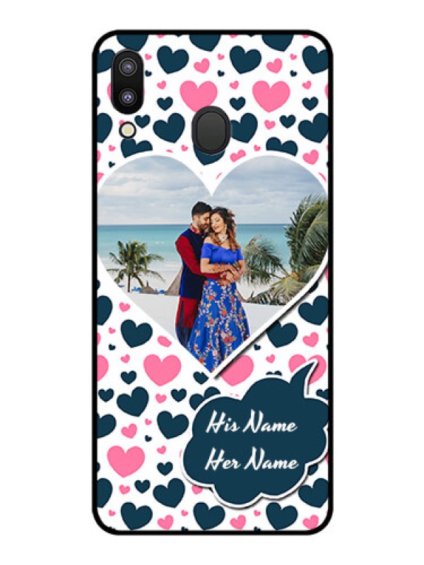 Custom Galaxy M20 Custom Glass Phone Case - Pink & Blue Heart Design