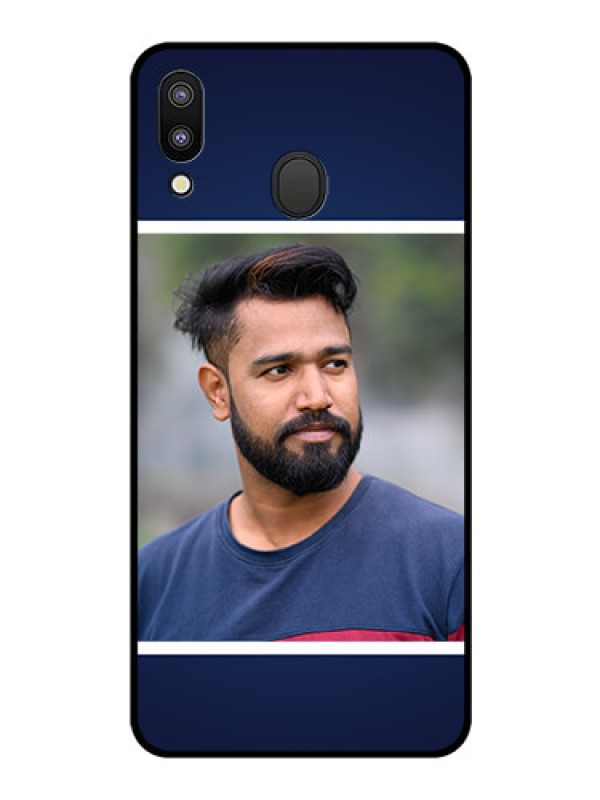 Custom Galaxy M20 Personalized Glass Phone Case - Simple Royal Blue Design