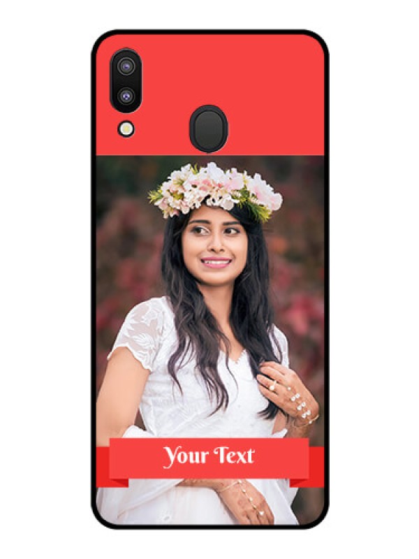Custom Galaxy M20 Custom Glass Phone Case - Simple Red Color Design