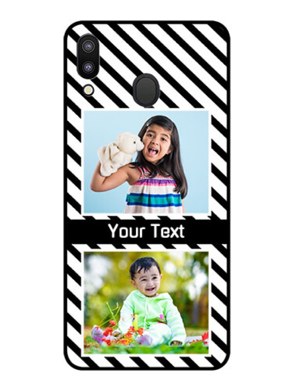 Custom Galaxy M20 Photo Printing on Glass Case - Black And White Stripes Design