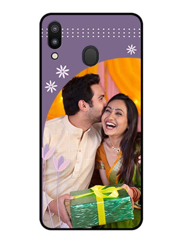 Custom Galaxy M20 Custom Glass Mobile Case - Lavender flowers design 