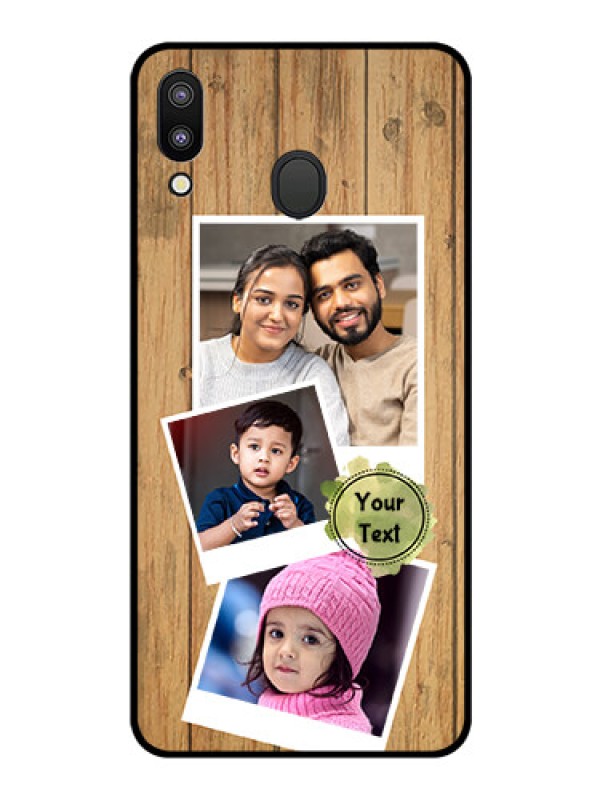 Custom Galaxy M20 Custom Glass Phone Case - Wooden Texture Design