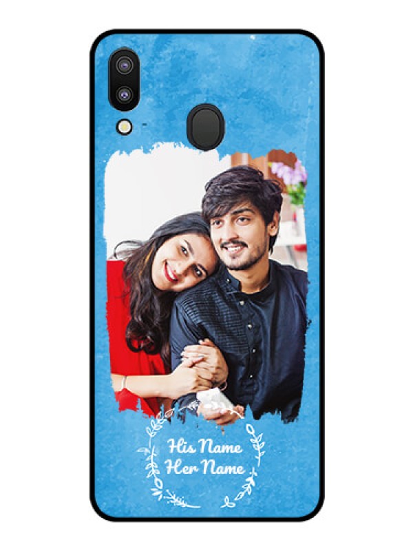 Custom Galaxy M20 Custom Glass Phone Case - Blue Color Vintage Design