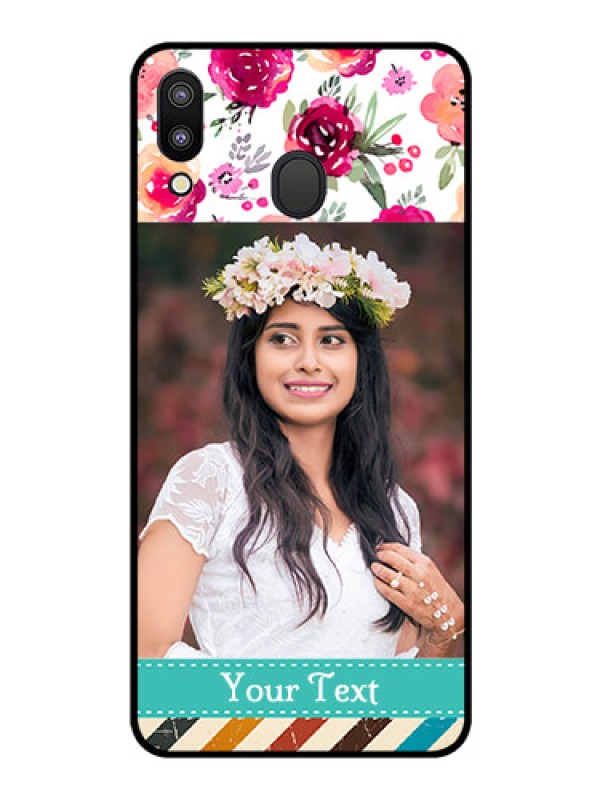 Custom Galaxy M20 Custom Glass Phone Case - Watercolor Floral Design