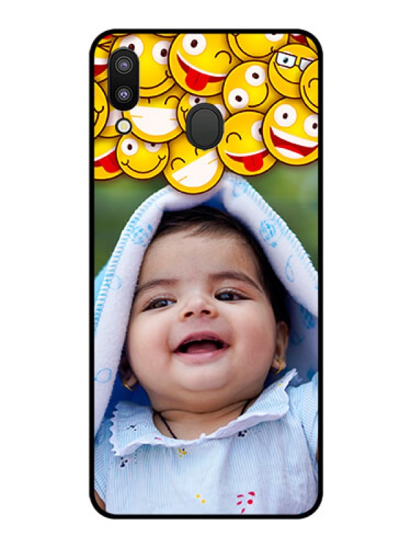 Custom Galaxy M20 Custom Glass Mobile Case - with Smiley Emoji Design