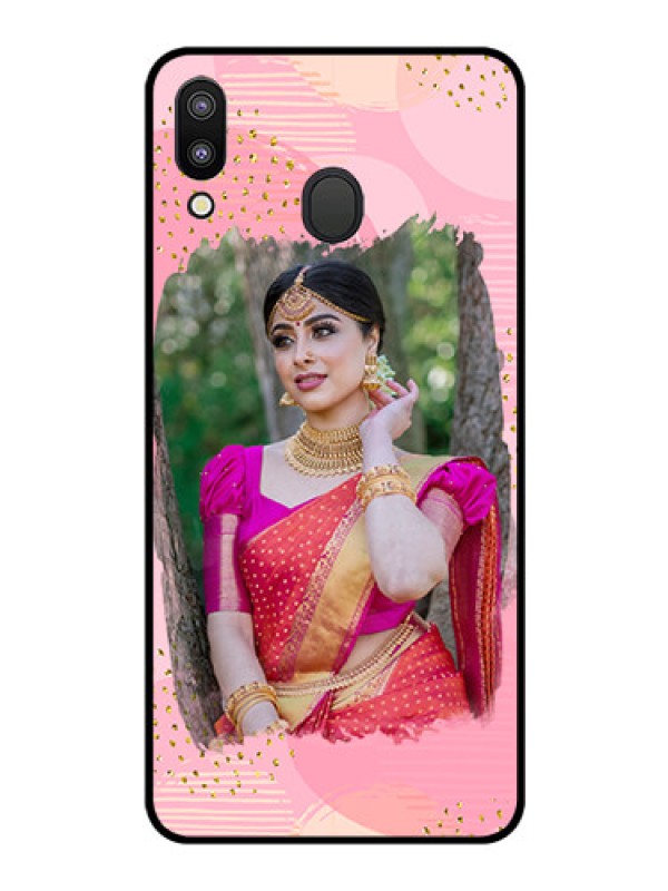 Custom Galaxy M20 Personalized Glass Phone Case - Gold Glitter Splash Design