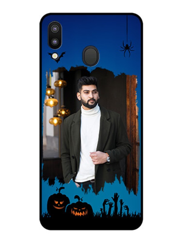 Custom Galaxy M20 Photo Printing on Glass Case - with pro Halloween design 