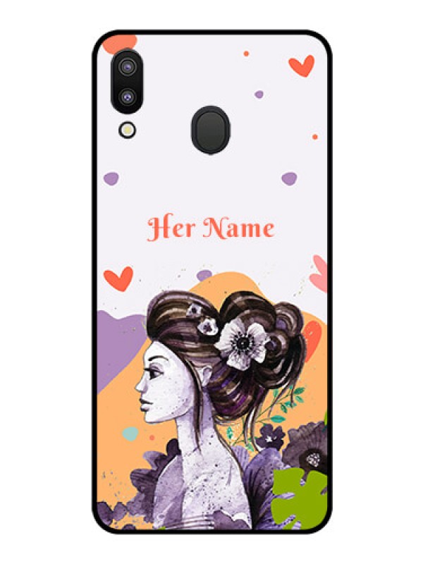 Custom Galaxy M20 Personalized Glass Phone Case - Woman And Nature Design