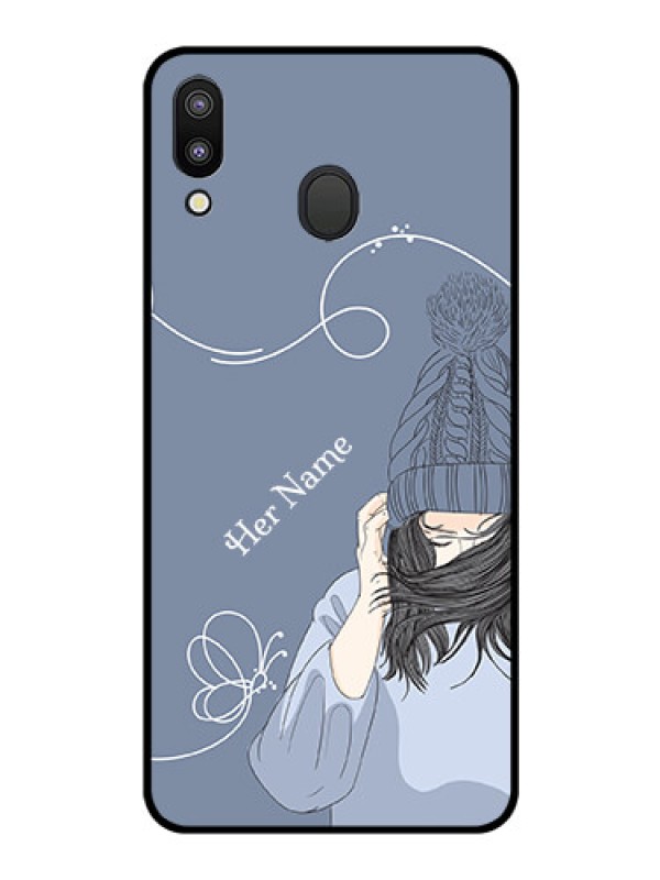 Custom Galaxy M20 Custom Glass Mobile Case - Girl in winter outfit Design