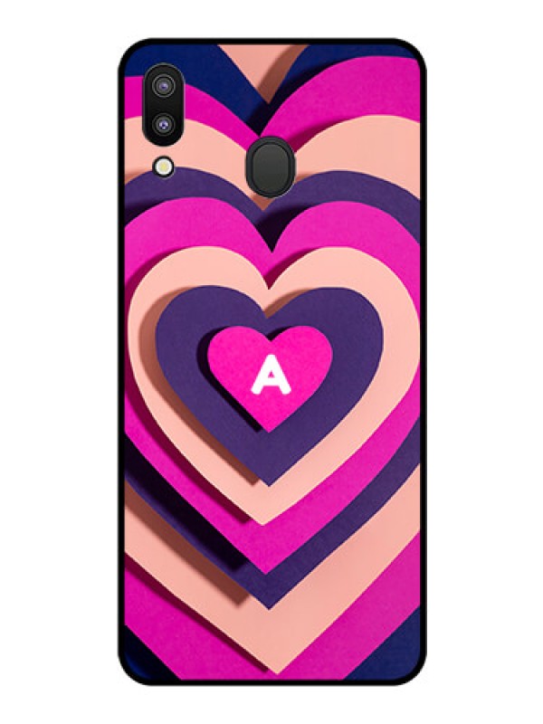Custom Galaxy M20 Custom Glass Mobile Case - Cute Heart Pattern Design