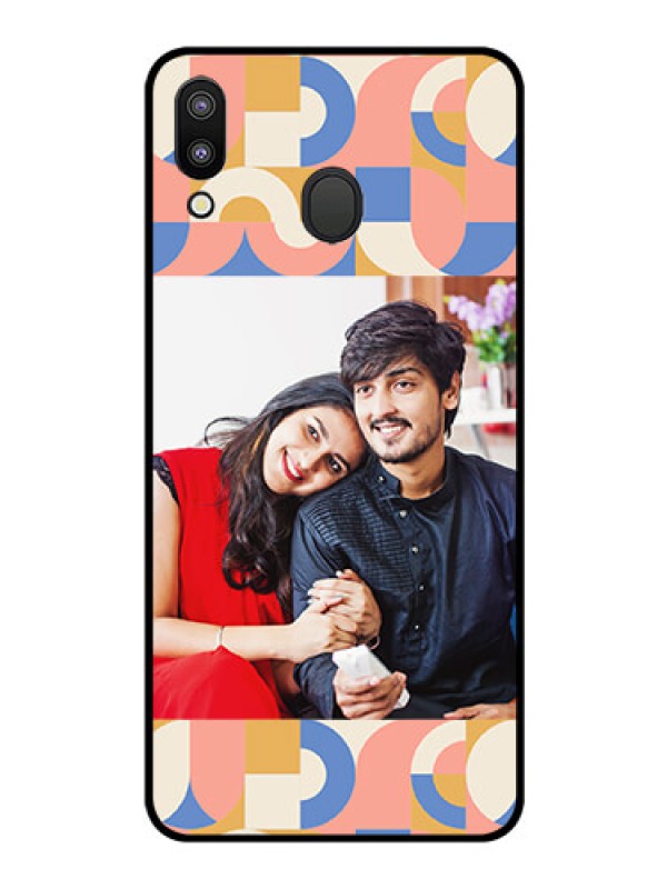 Custom Galaxy M20 Photo Printing on Glass Case - Semi-circle Maze Pattern Design