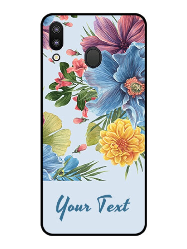 Custom Galaxy M20 Custom Glass Mobile Case - Stunning Watercolored Flowers Painting Design