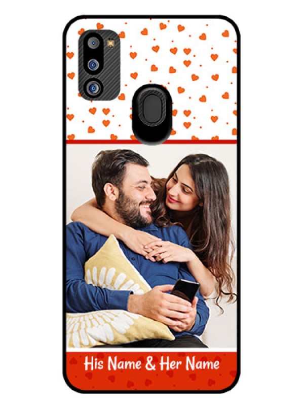 Custom Galaxy M21 2021 Edition Custom Glass Phone Case - Orange Love Symbol Design