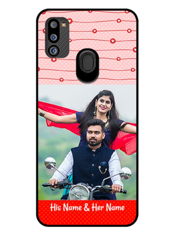 Custom Galaxy M21 2021 Edition Personalized Glass Phone Case - Red Pattern Case Design