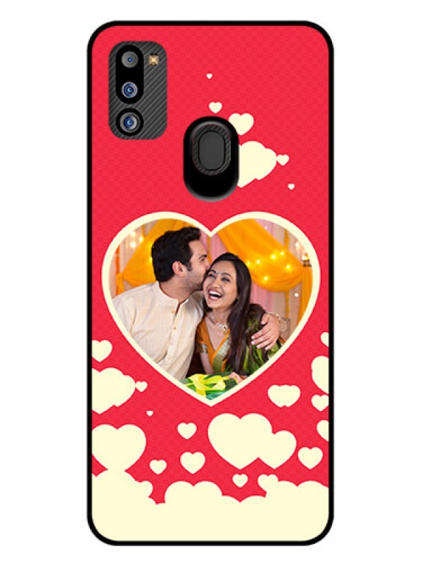Custom Galaxy M21 2021 Edition Custom Glass Mobile Case - Love Symbols Phone Cover Design