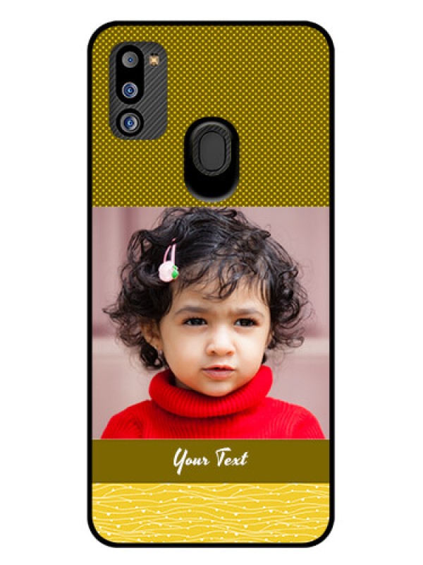 Custom Galaxy M21 2021 Edition Custom Glass Phone Case - Simple Green Color Design