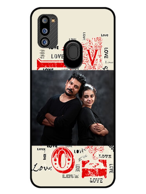 Custom Galaxy M21 2021 Edition Photo Printing on Glass Case - Trendy Love Design Case