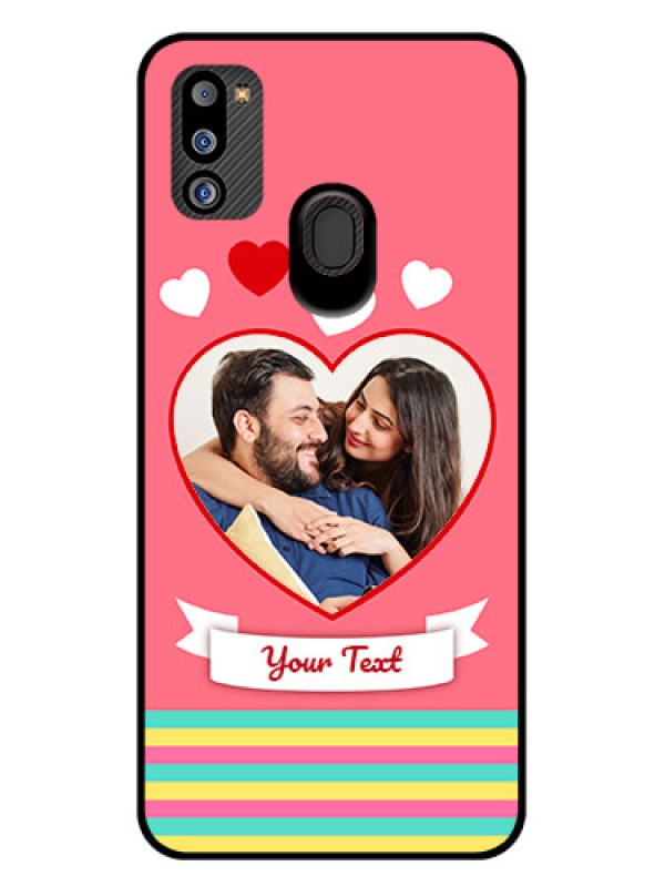 Custom Galaxy M21 2021 Edition Photo Printing on Glass Case - Love Doodle Design