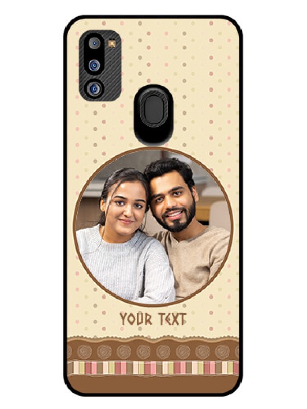 Custom Galaxy M21 2021 Edition Custom Glass Mobile Case - Brown Dotted Mobile Case Design