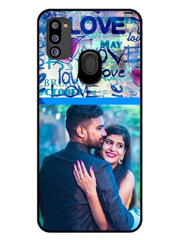 Custom Galaxy M21 2021 Edition Custom Glass Mobile Case - Colorful Love Design