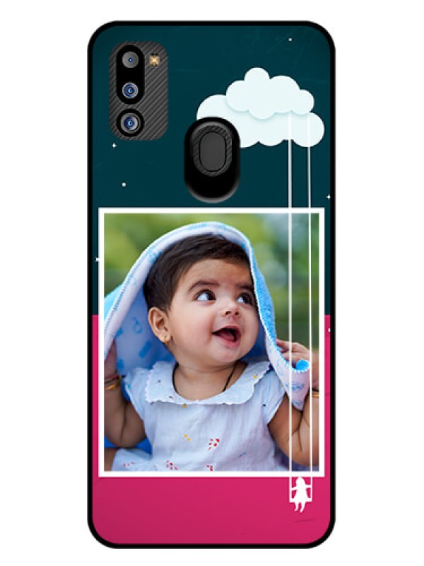 Custom Galaxy M21 2021 Edition Custom Glass Phone Case - Cute Girl with Cloud Design