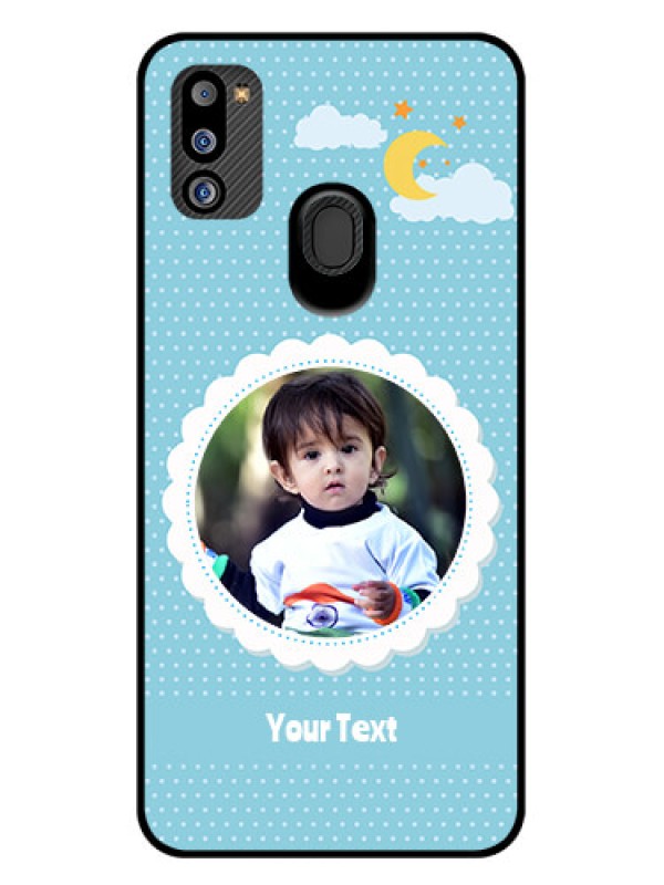 Custom Galaxy M21 2021 Edition Personalised Glass Phone Case - Violet Pattern Design