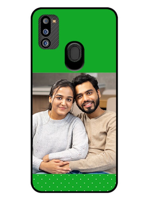 Custom Galaxy M21 2021 Edition Personalized Glass Phone Case - Green Pattern Design
