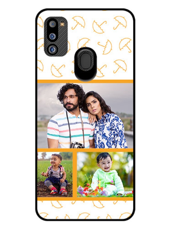 Custom Galaxy M21 2021 Edition Custom Glass Mobile Case - Yellow Pattern Design