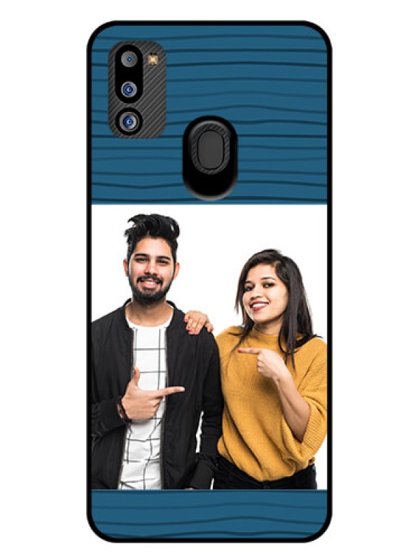 Custom Galaxy M21 2021 Edition Custom Glass Phone Case - Blue Pattern Cover Design