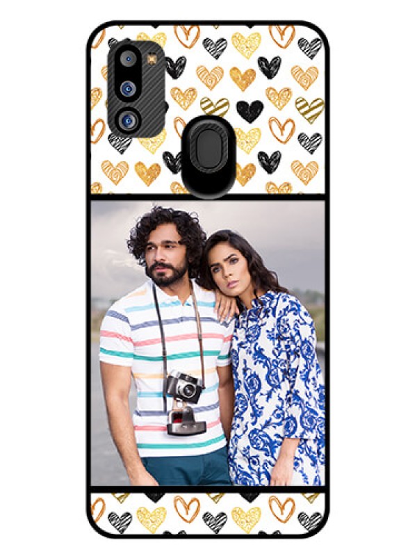 Custom Galaxy M21 2021 Edition Photo Printing on Glass Case - Love Symbol Design