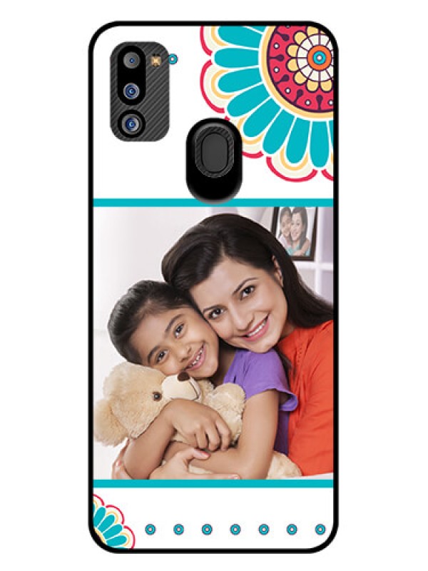 Custom Galaxy M21 2021 Edition Custom Glass Phone Case - Flower Design