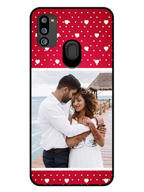 Custom Galaxy M21 2021 Edition Photo Printing on Glass Case - Hearts Mobile Case Design