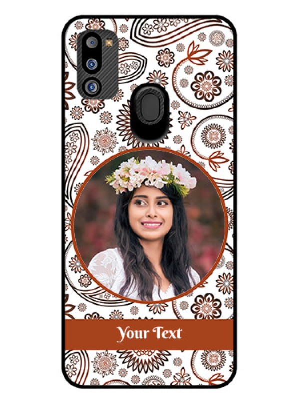 Custom Galaxy M21 2021 Edition Custom Glass Mobile Case - Abstract Floral Design 