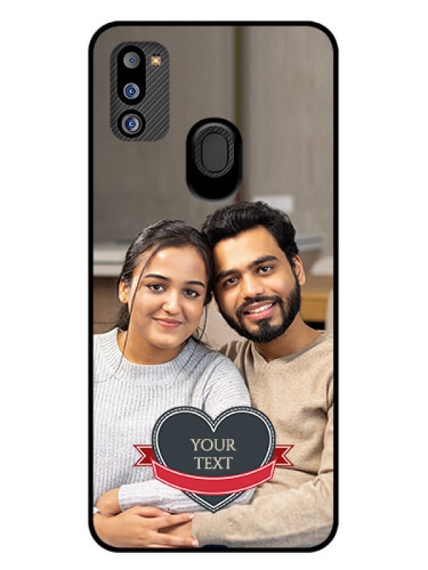 Custom Galaxy M21 2021 Edition Custom Glass Phone Case - Just Married Couple Design