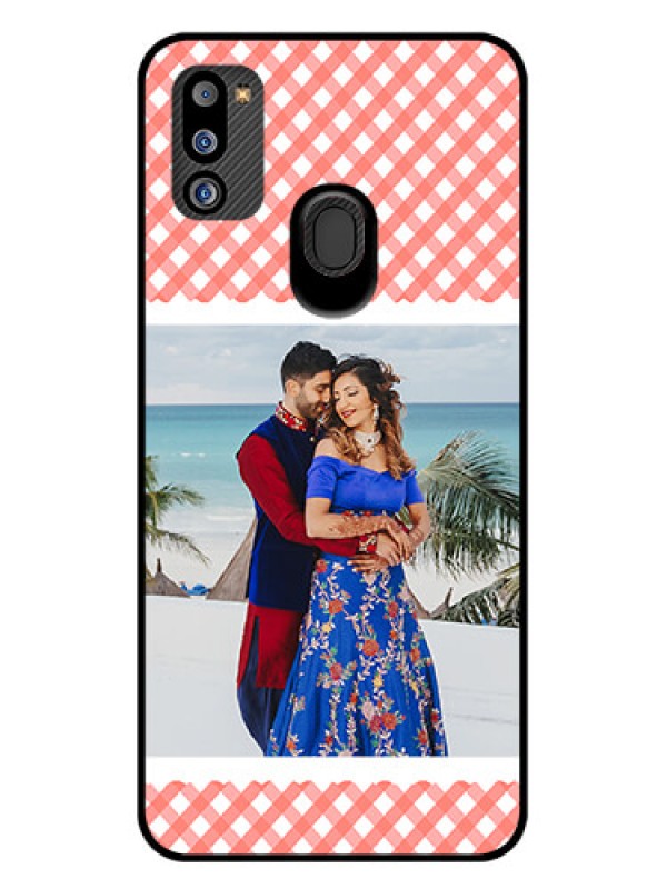 Custom Galaxy M21 2021 Edition Personalized Glass Phone Case - Pink Pattern Design