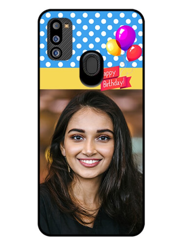 Custom Galaxy M21 2021 Edition Custom Glass Mobile Case - Happy Birthday Design