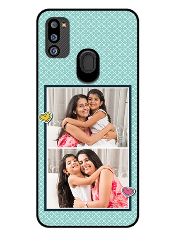 Custom Galaxy M21 2021 Edition Custom Glass Phone Case - 2 Image Holder with Pattern Design