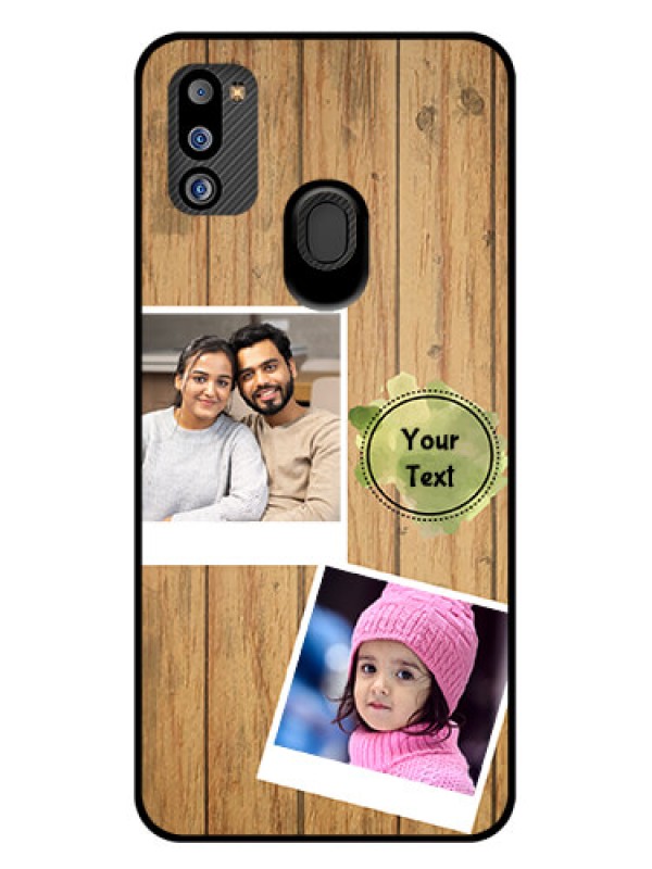 Custom Galaxy M21 2021 Edition Custom Glass Phone Case - Wooden Texture Design