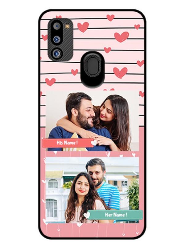 Custom Galaxy M21 2021 Edition Custom Glass Mobile Case - Photo with Heart Design