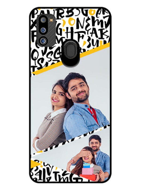 Custom Galaxy M21 2021 Edition Custom Glass Mobile Case - Letters Pattern Design