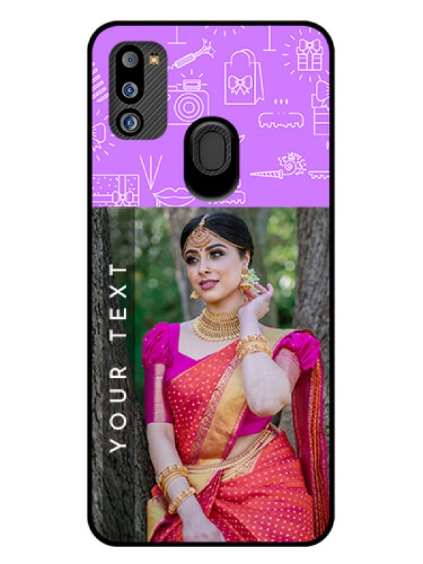 Custom Galaxy M21 2021 Edition Custom Glass Mobile Case - Birthday Icons Design