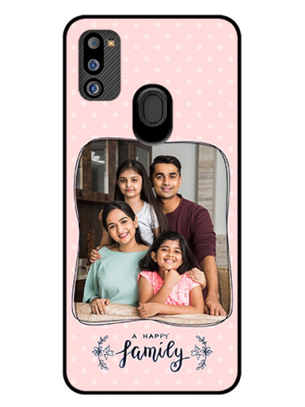 Custom Galaxy M21 2021 Edition Custom Glass Phone Case - Family with Dots Design