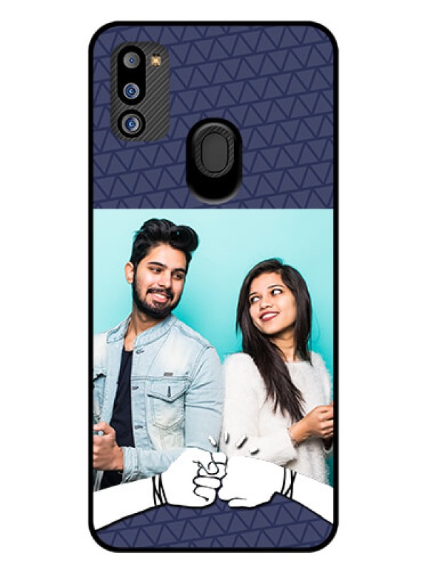 Custom Galaxy M21 2021 Edition Photo Printing on Glass Case - with Best Friends Design 
