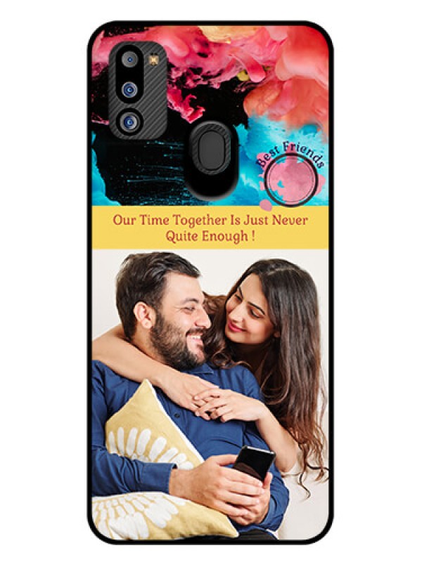 Custom Galaxy M21 2021 Edition Custom Glass Mobile Case - Quote with Acrylic Painting Design