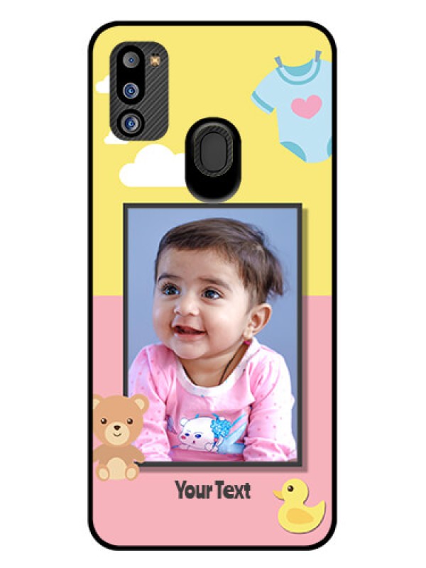 Custom Galaxy M21 2021 Edition Photo Printing on Glass Case - Kids 2 Color Design